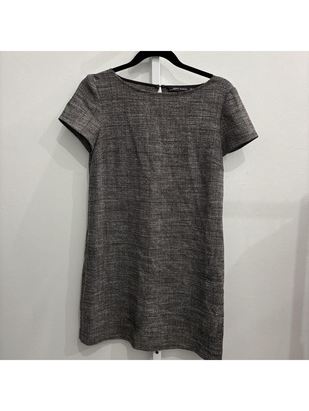 Zara Grey Plaid Short Sleeve Dress